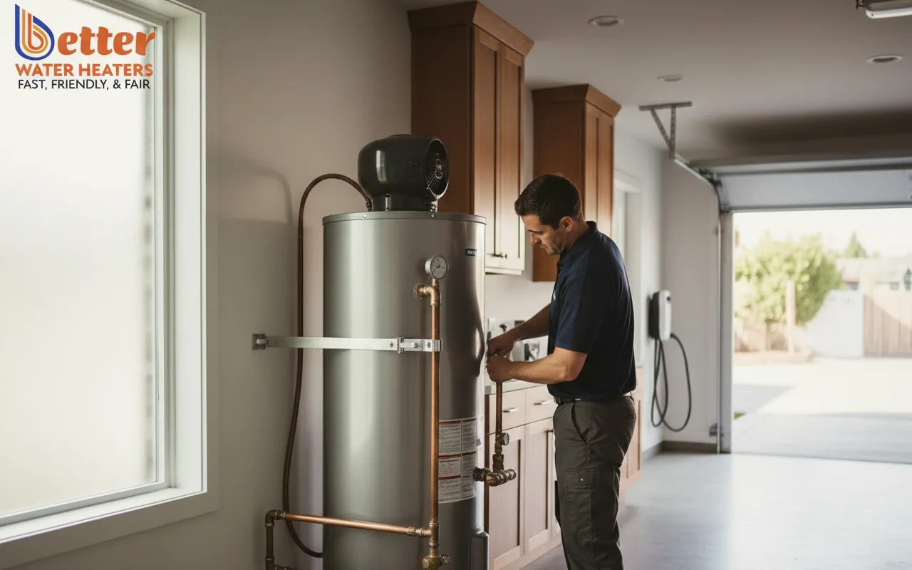 Professional installation of a heat pump water heater to comply with 2027 gas water heater regulations