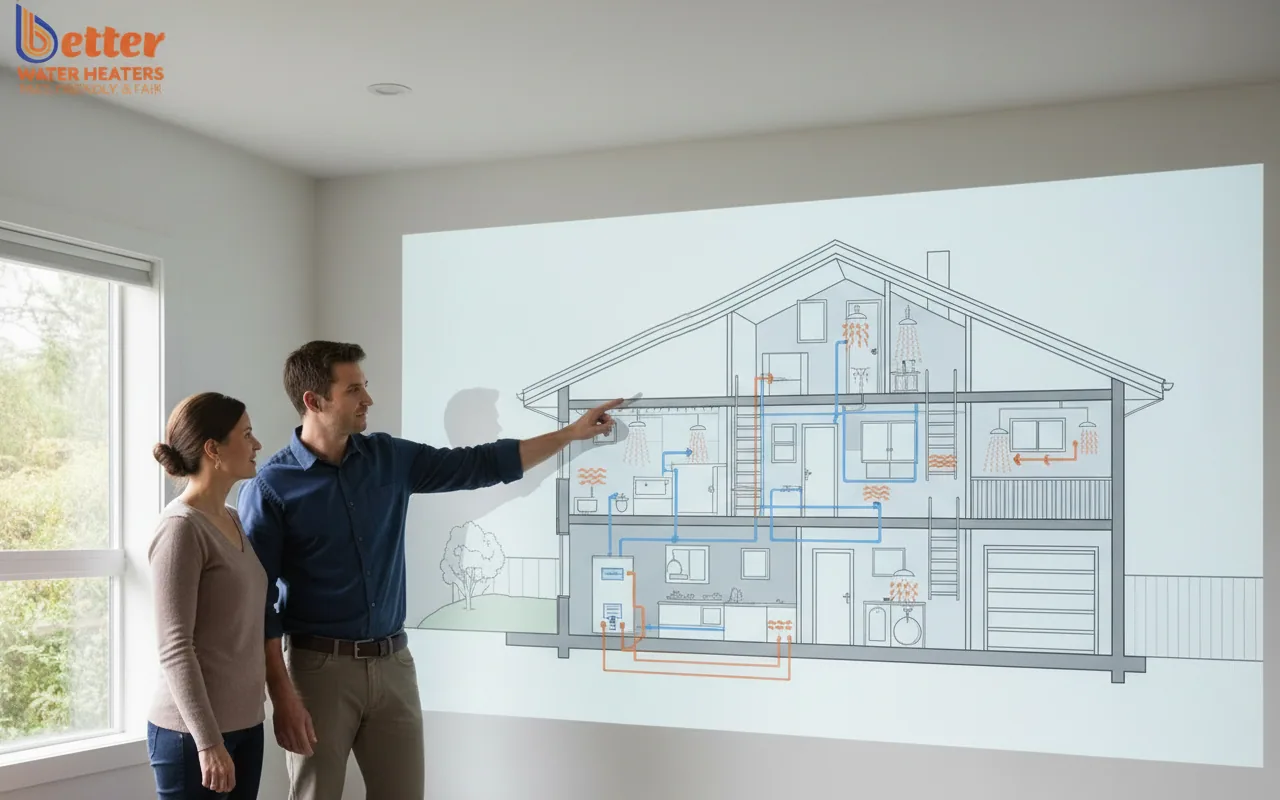 Technical diagram of a hot water load profile for a multi-generational home with ADU