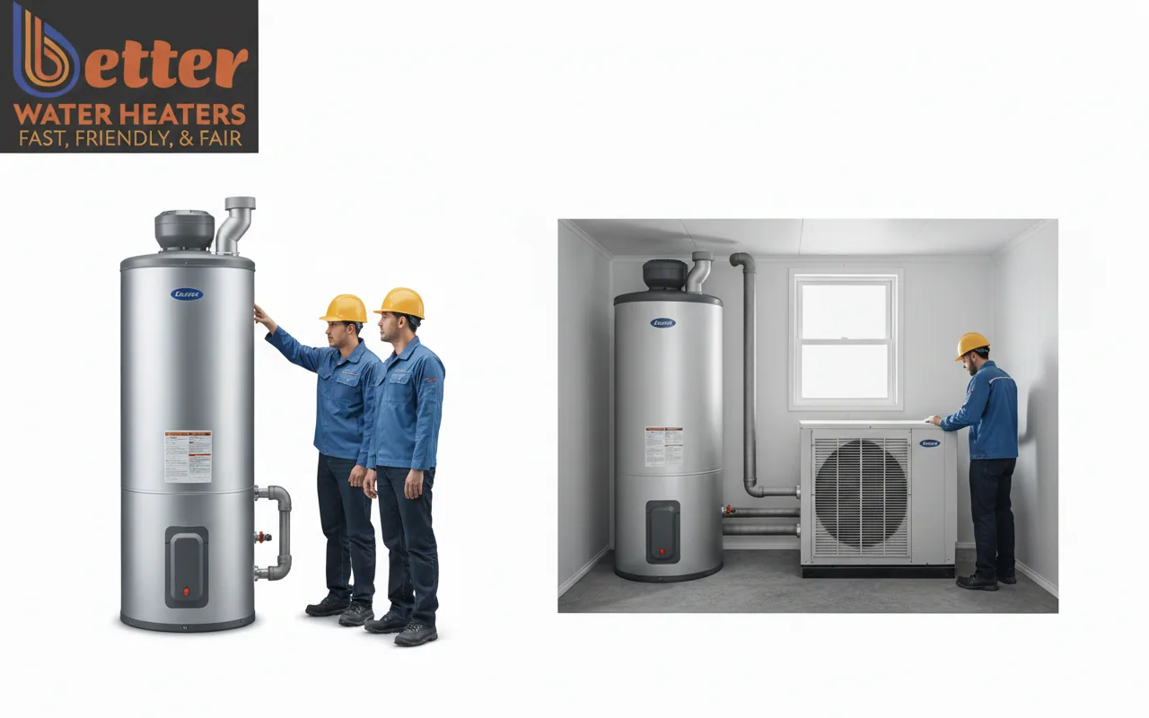Comparison of hybrid vs split system heat pump architecture showing indoor and outdoor components