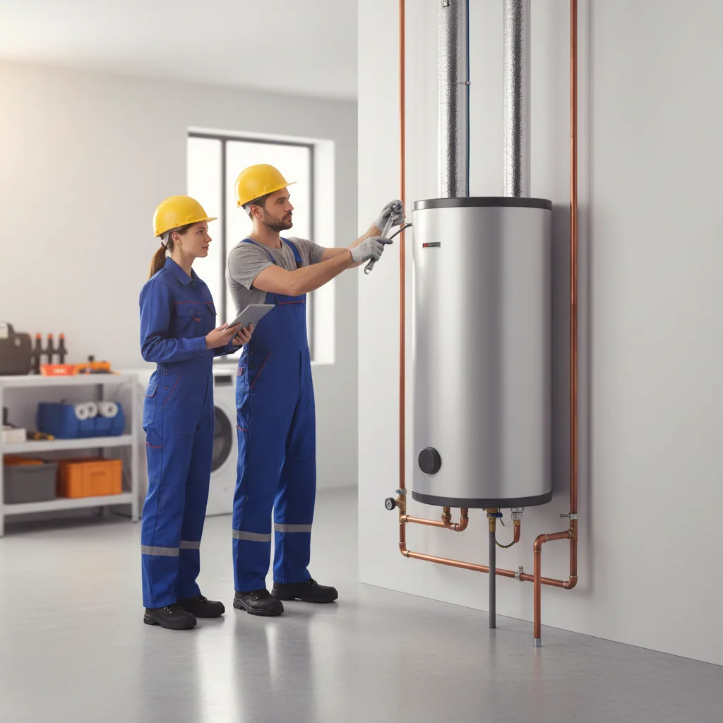 Modern heat pump water heater installation in a Bay Area home