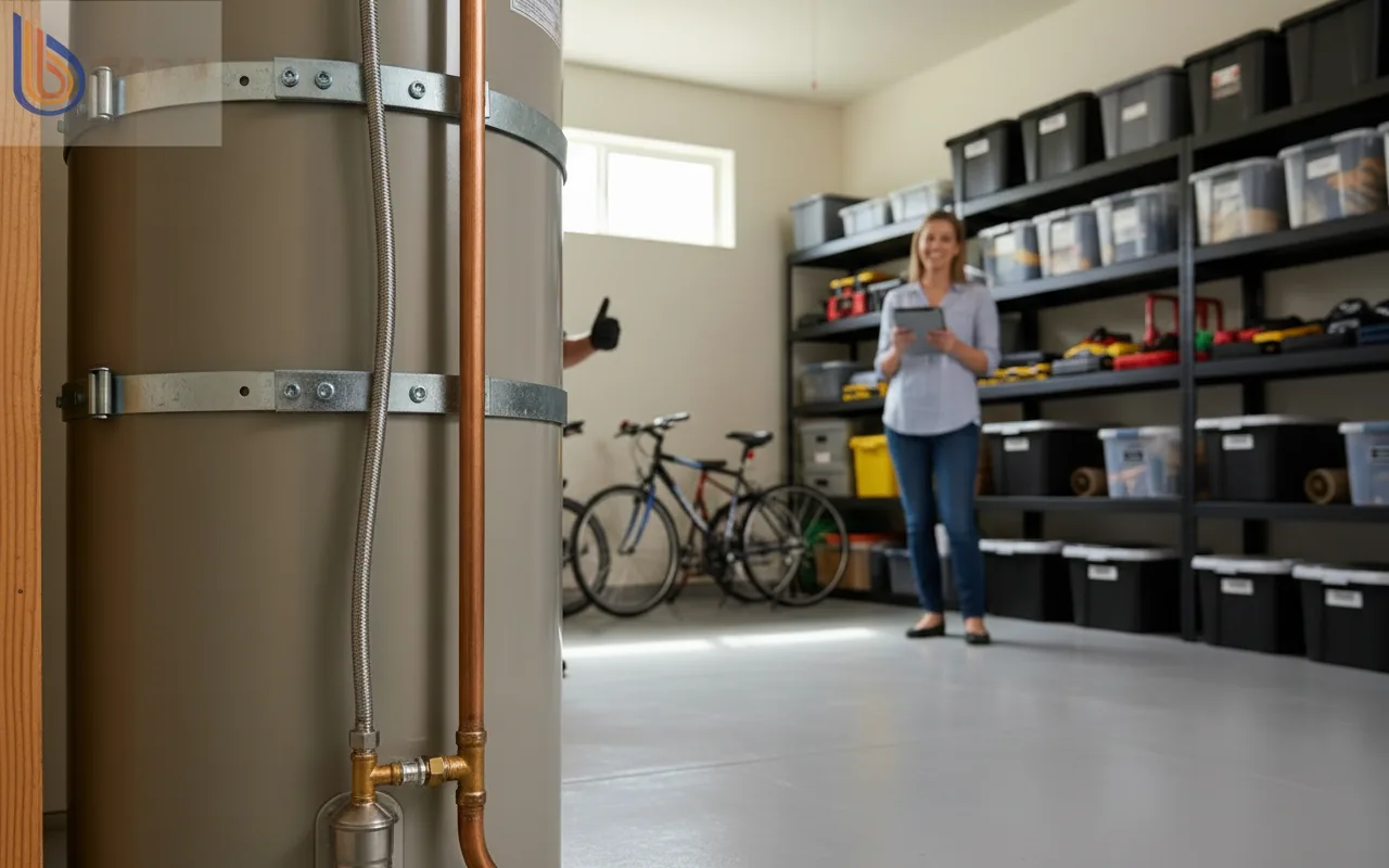 Proper water heater compliance installation with seismic strapping and discharge piping for a Bay Area home.