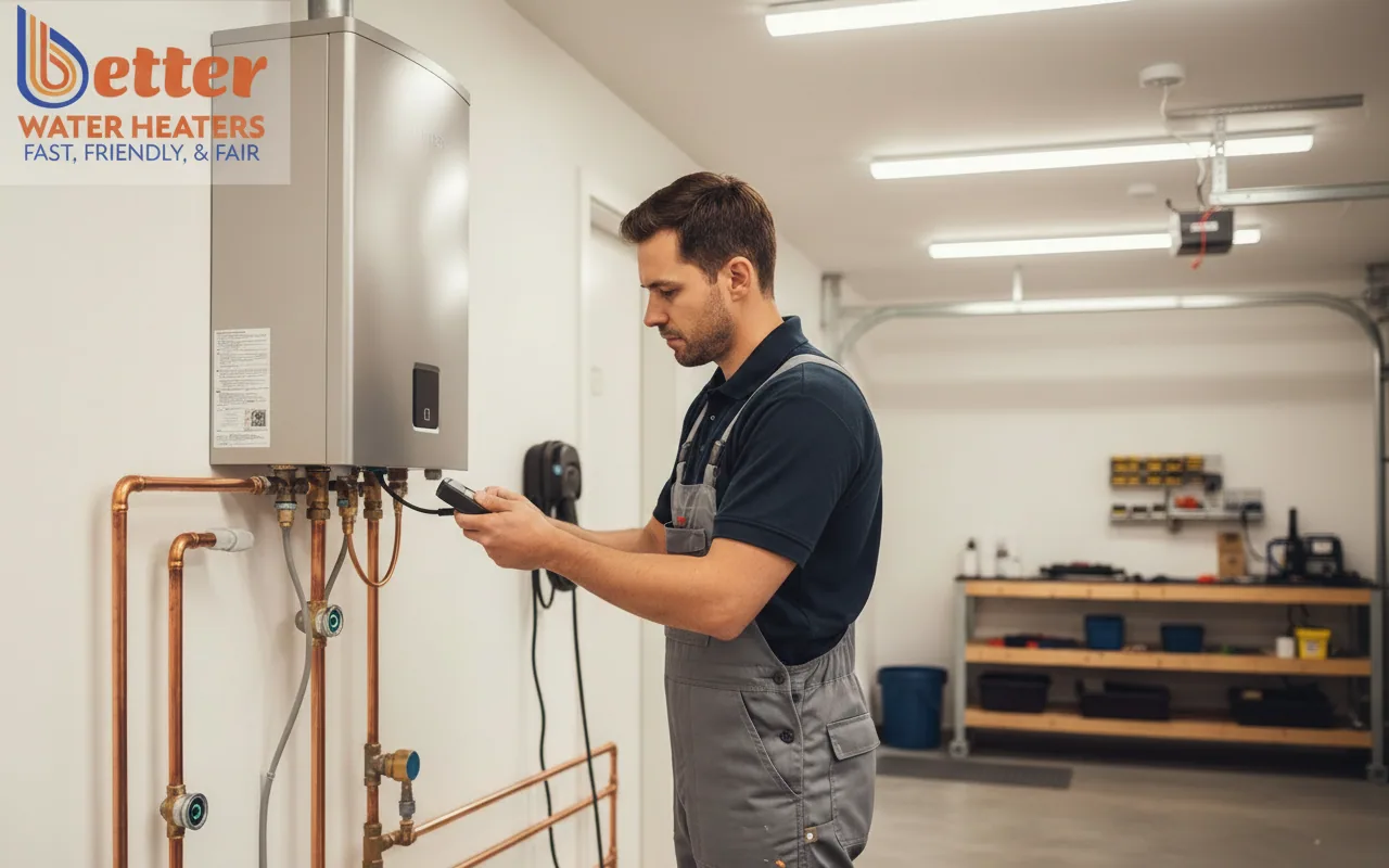 Professional plumber diagnosing fluctuating water temperature in a Bay Area home