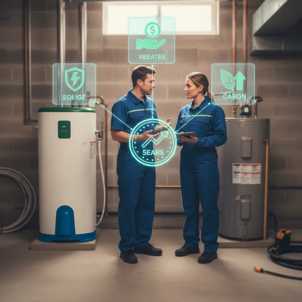 Infographic comparing ROI of different water heater specialists recommended technologies
