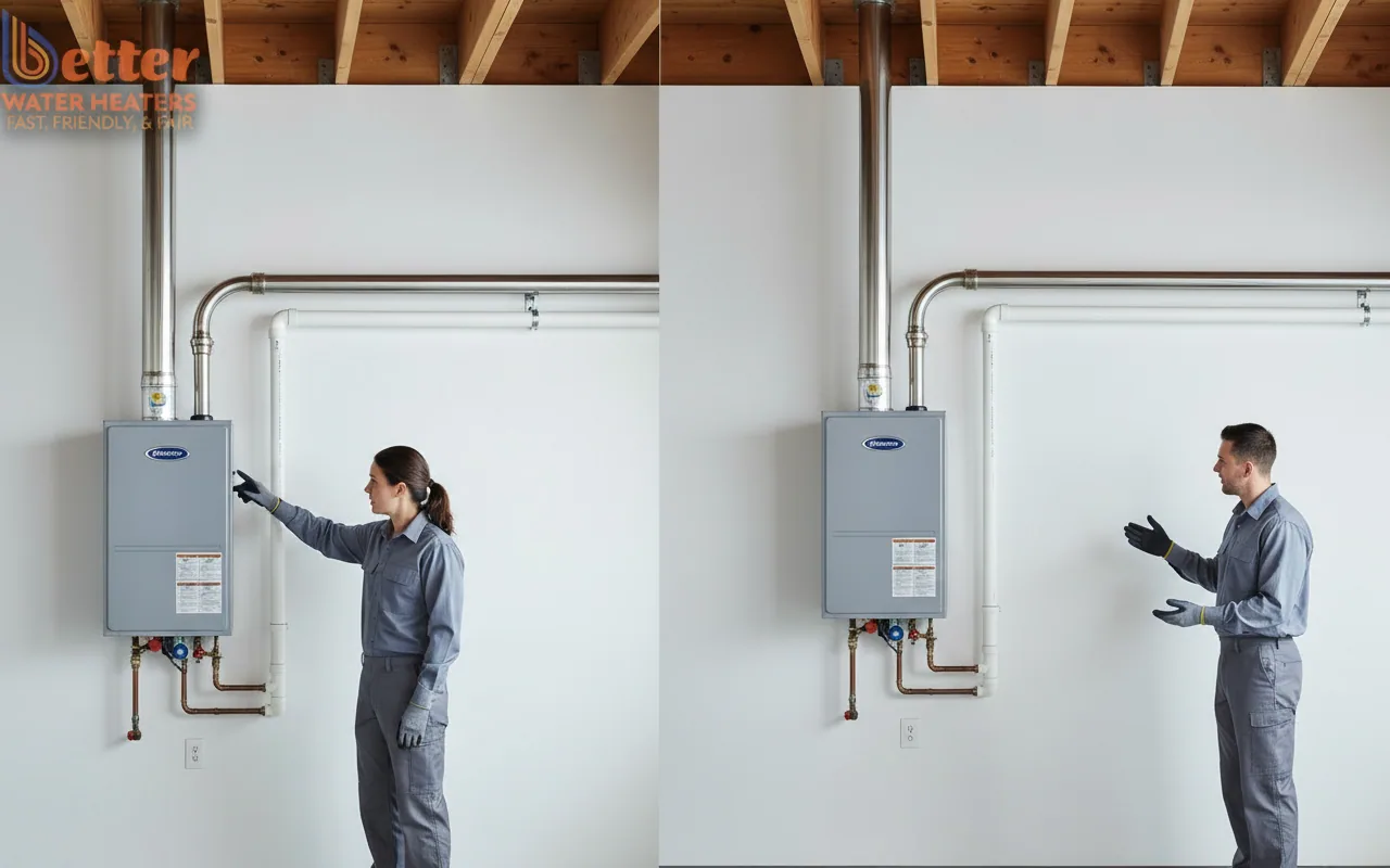 Comparison of condensing vs non-condensing tankless water heater cost of ownership and venting