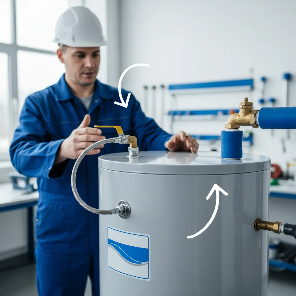 Diagram of water heater shutoff valve locations for emergency use