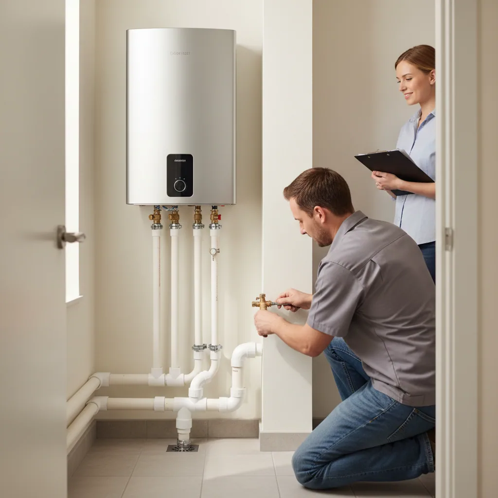 Code compliant heat pump water heater drainage in a residential closet