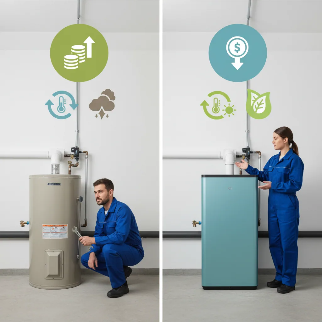 Comparison of gas vs heat pump water heaters for California water heater ban 2027