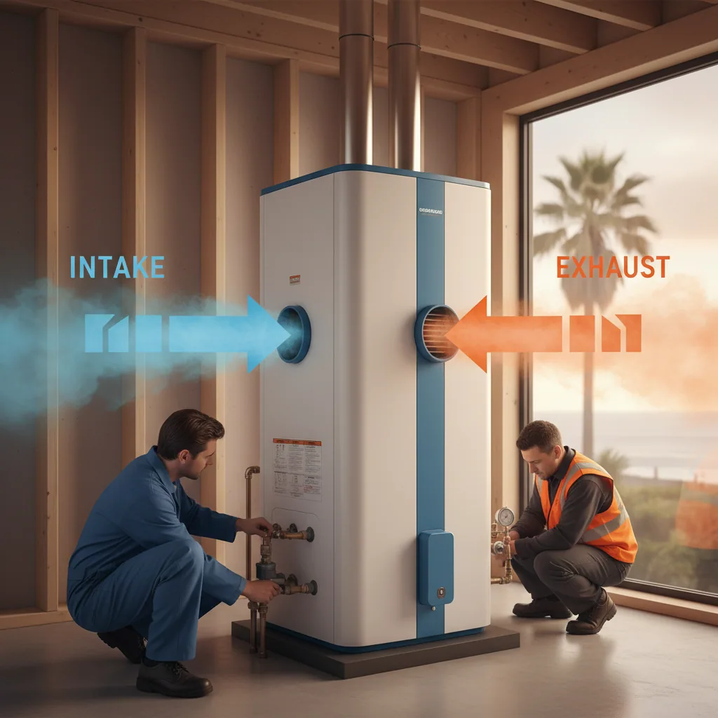 Infographic showing hybrid heat pump efficiency and dehumidification process