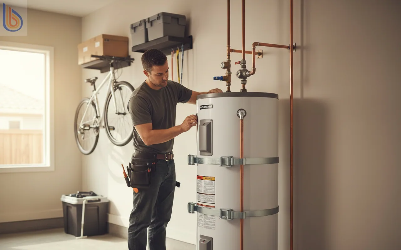 Professional water heater replacement cost breakdown showing installation in a Bay Area home