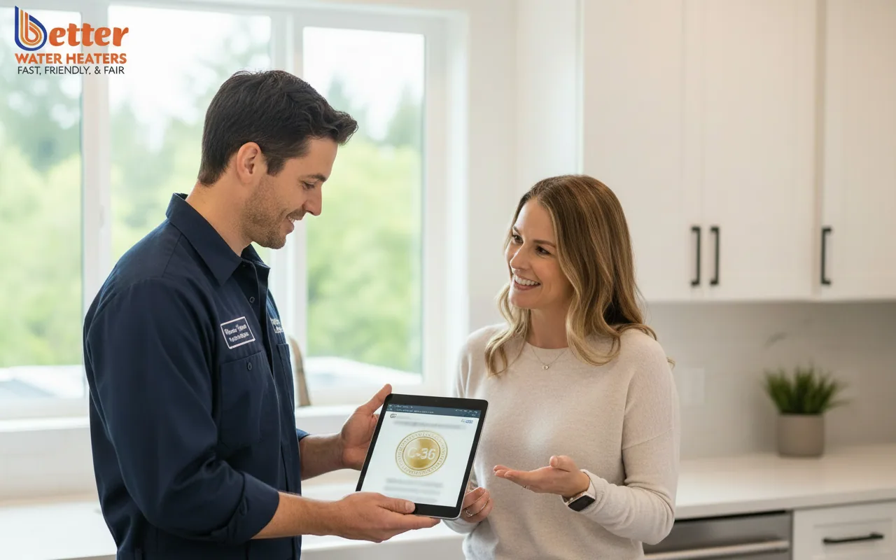 Professional checking license to vet a water heater company in a Bay Area home