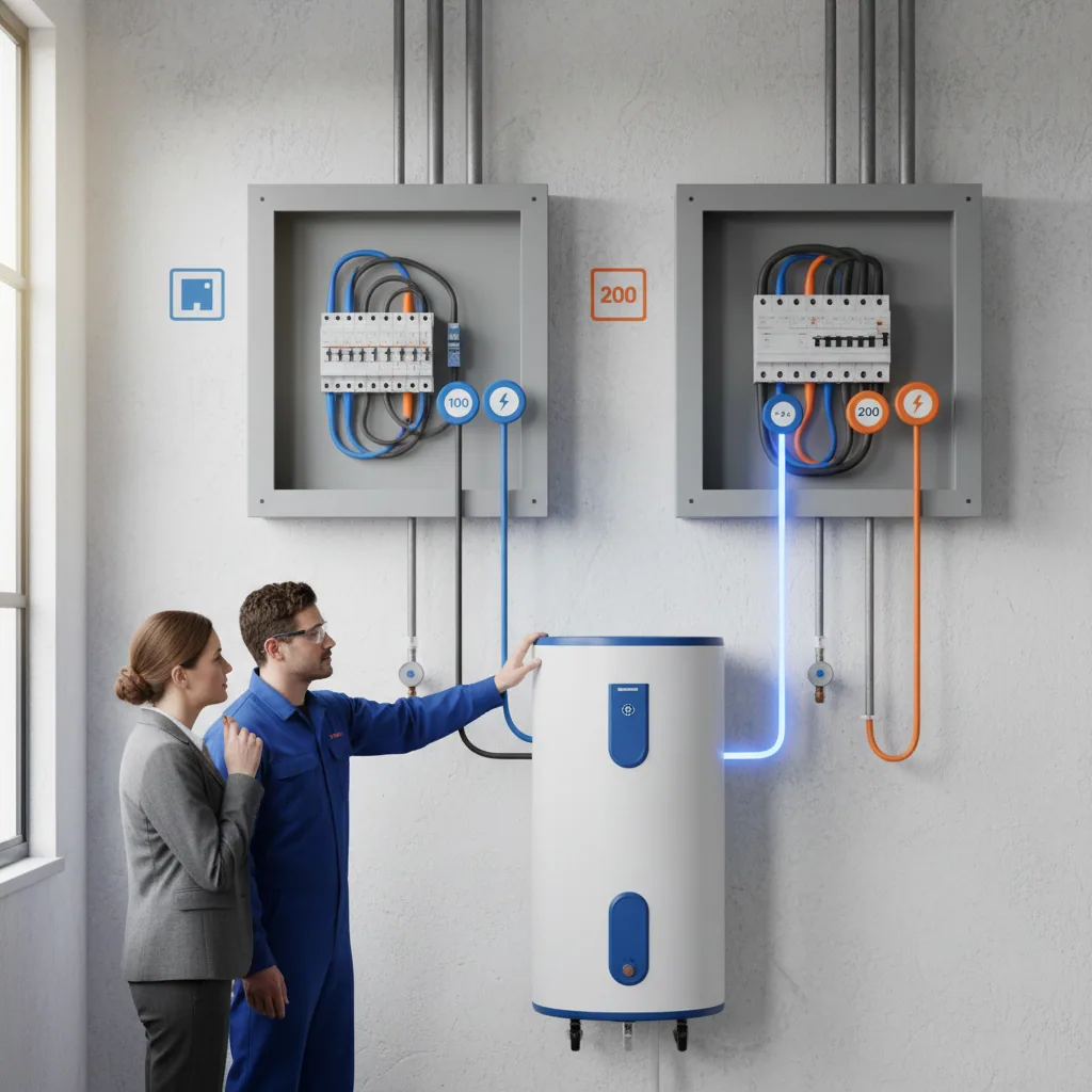 Infographic explaining NEC 220.82 load calculation for water heaters