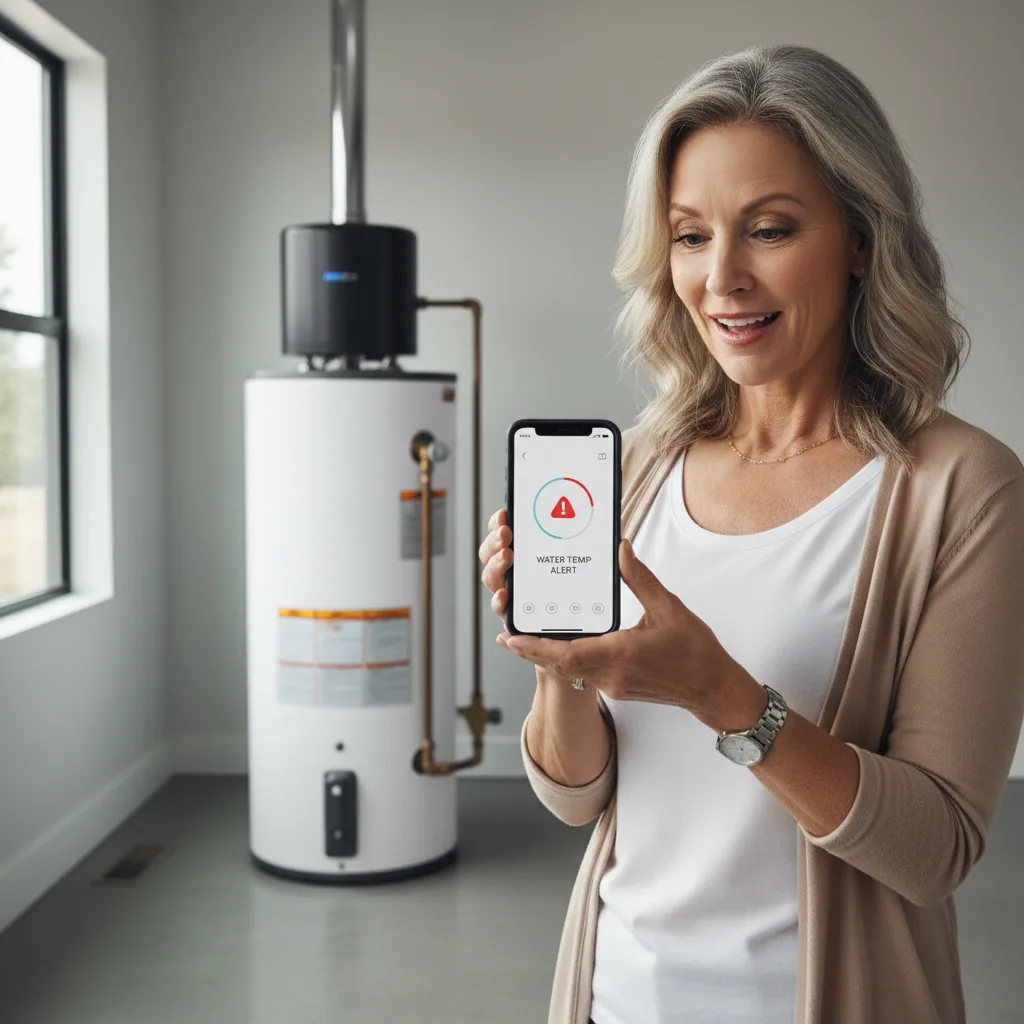 Smart home app monitoring fluctuating water temperature for preventative maintenance