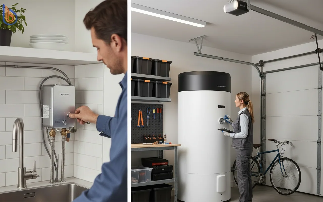 Comparison of point of use electric vs centralized heat pump water heater in a Bay Area home
