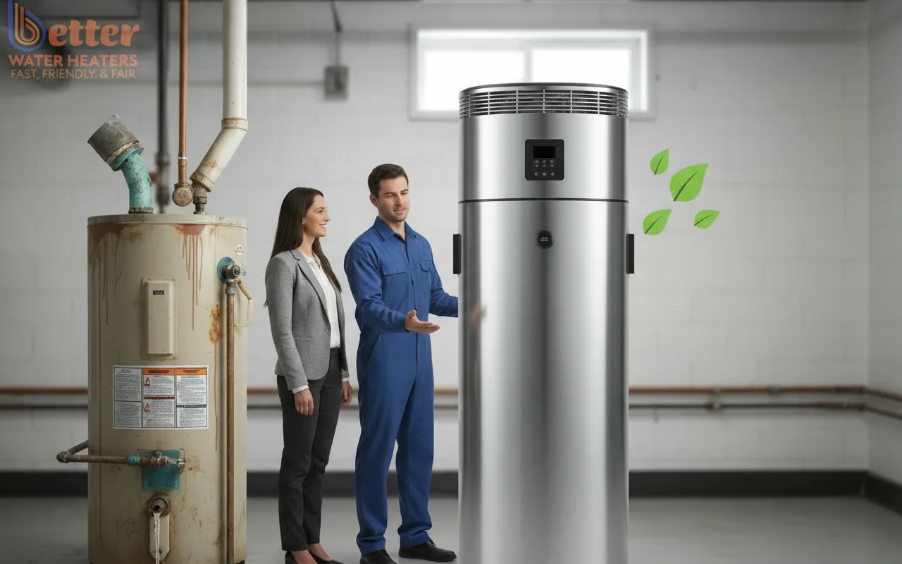 Visualizing water heater ROI for landlords: comparing old gas vs new heat pump