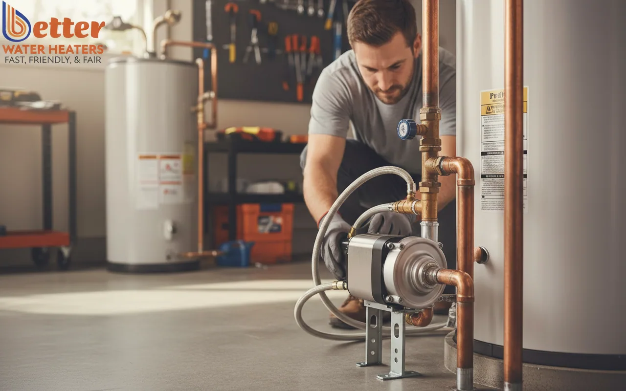Professional installation of a water heater recirculation pump in a Bay Area home