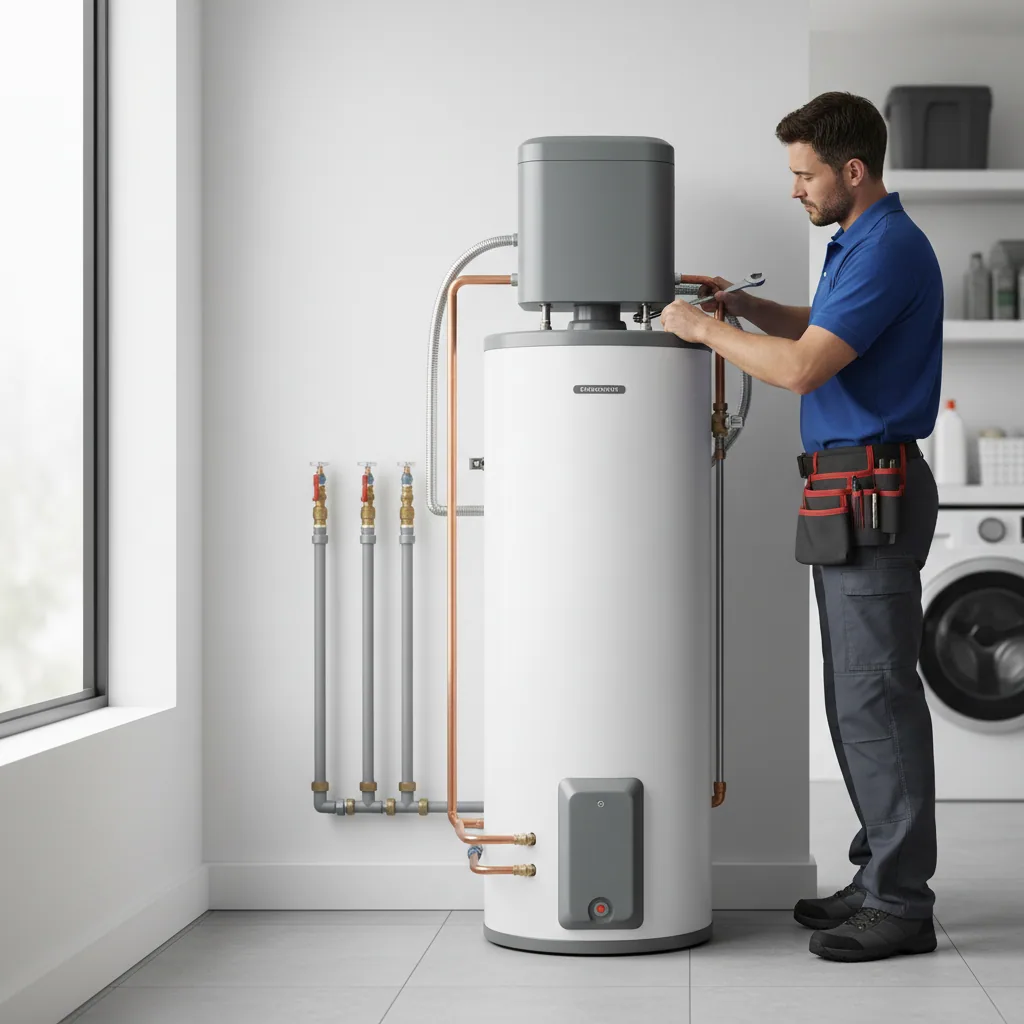 High-recovery water heater installation in a Bay Area apartment complex
