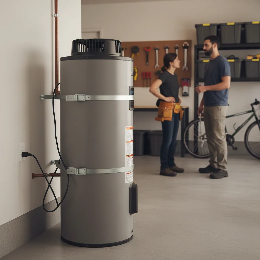 A 120-volt heat pump water heater installation in a Bay Area home