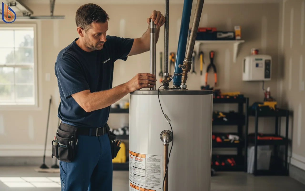 Professional installation of a powered anode rod to fix smelly hot water