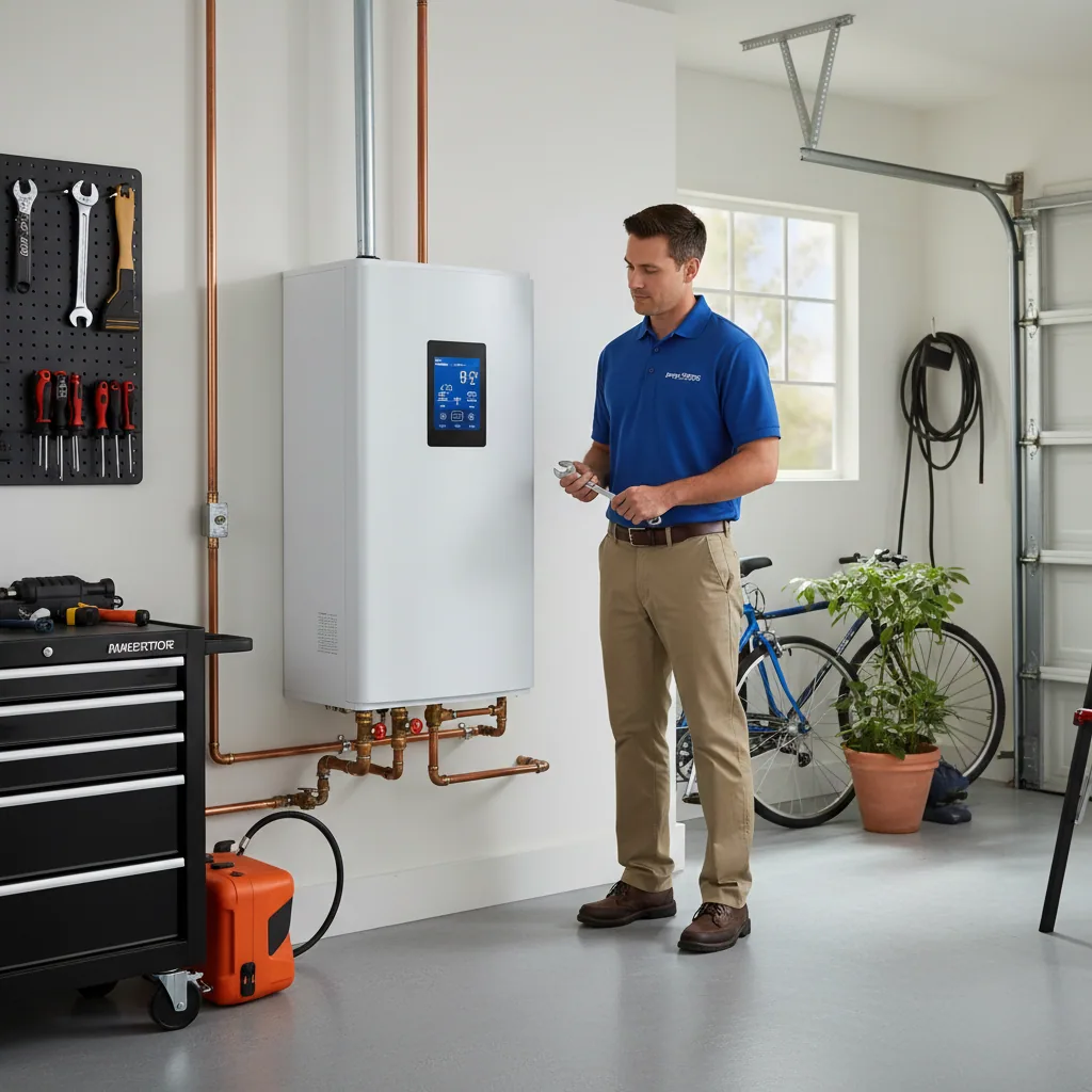 A professional installation of a heat pump water heater to comply with the 2027 gas water heater ban