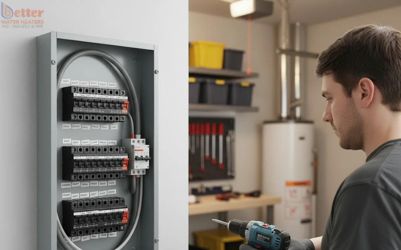 A residential electrical panel capacity audit showing circuit labels for electrification