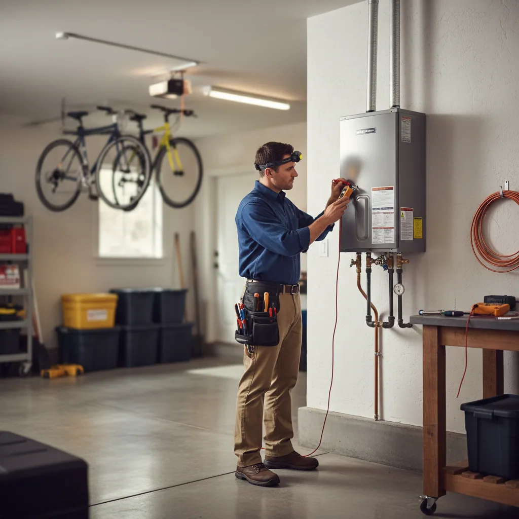 Professional tankless water heater installation to increase water heater capacity.