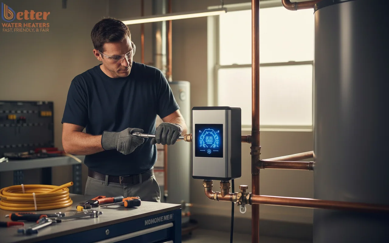 Professional installation of a hot water recirculation pump in a Bay Area home