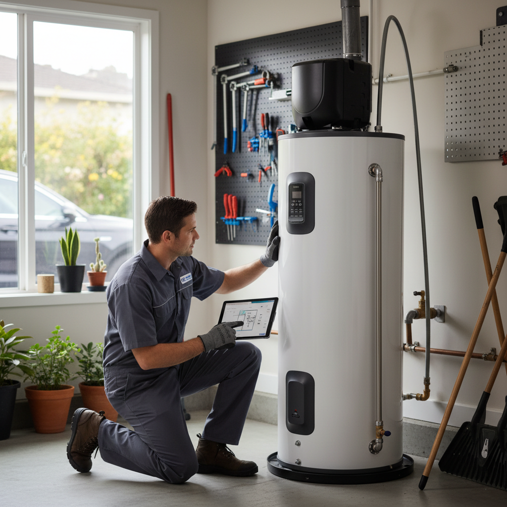 Professional installation preparing for the 2027 gas water heater ban in a Bay Area home