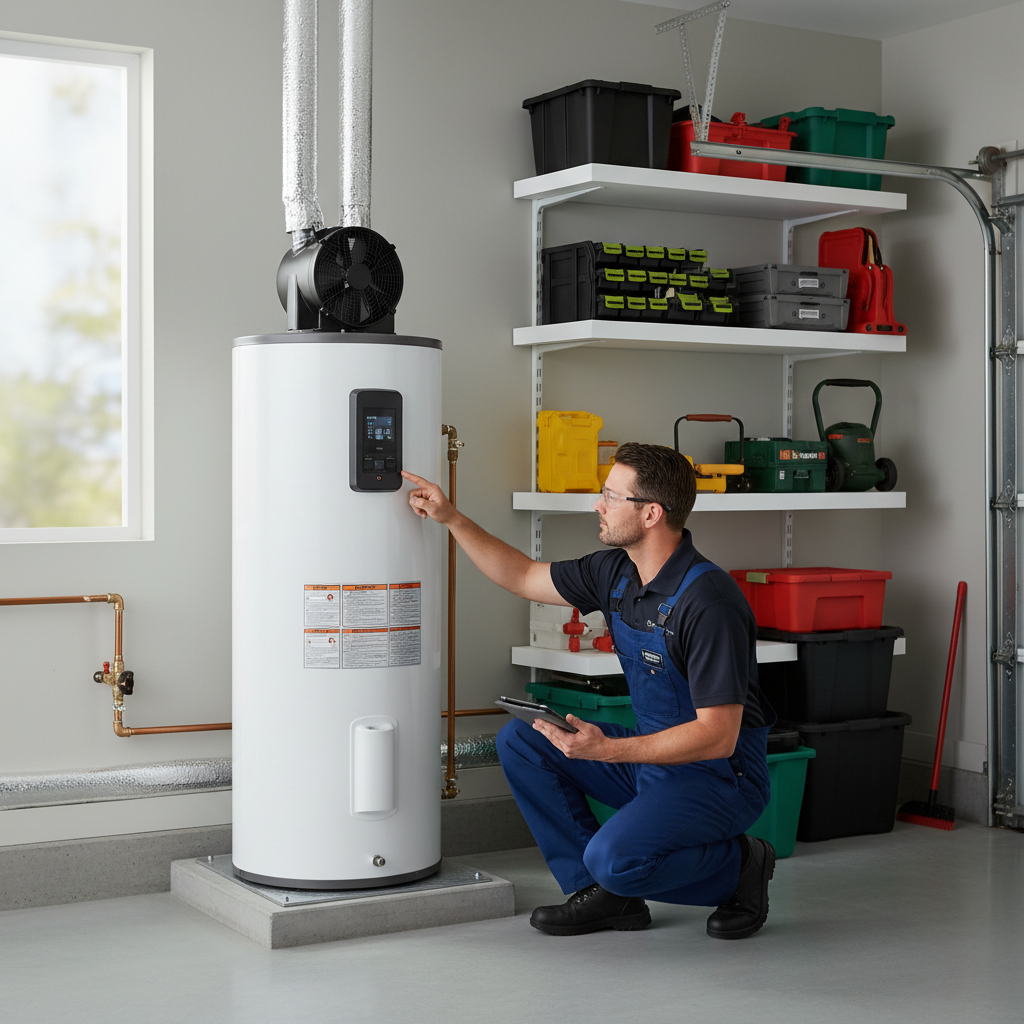 Modern heat pump water heater installation in a Bay Area home preparing for the 2027 gas water heater ban