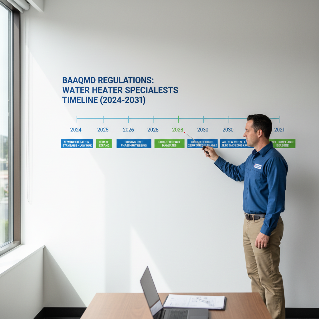 Timeline of BAAQMD regulations 2027 for water heaters