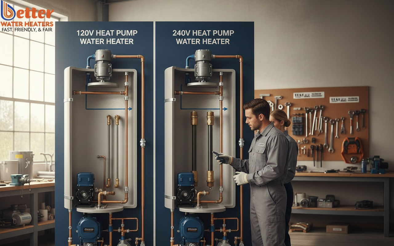 Comparison of 120V heat pump water heater and 240V hybrid components