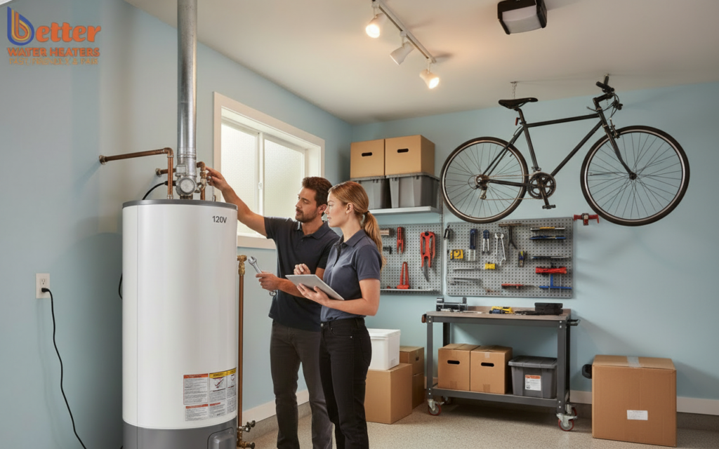 Professional installation of a 120V heat pump water heater in a Bay Area home