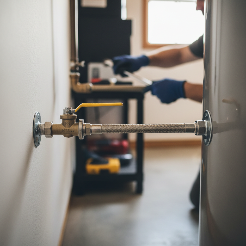 Flexible gas connector and seismic shut-off valve for water heater safety