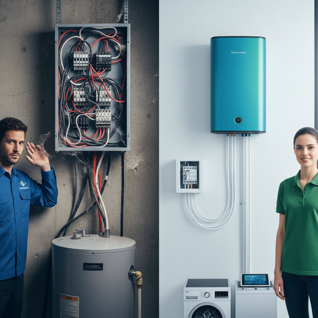 Comparison of electrical load between traditional and power-sipping water heaters