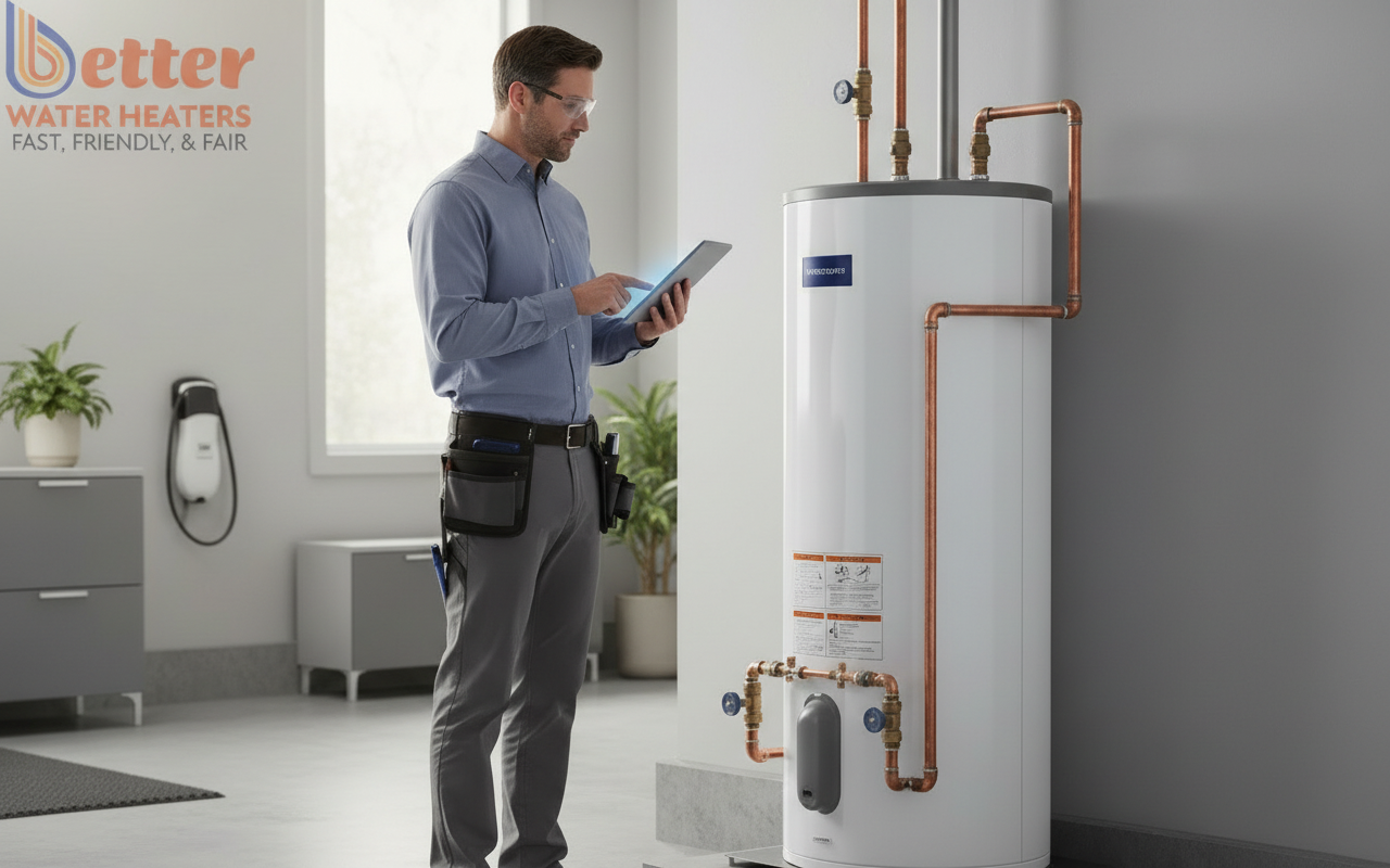 Professional technician checking for heat pump installation errors in a San Jose home