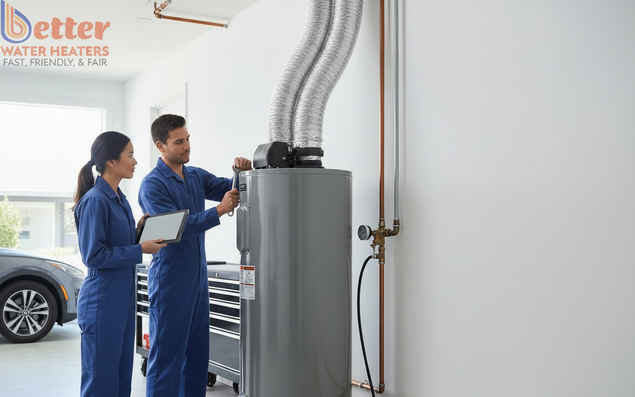 A professional installation of a heat pump water heater eligible for HEEHRA rebates Bay Area
