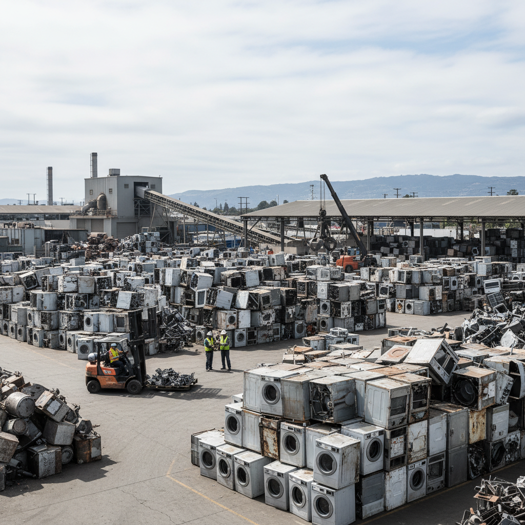 A certified appliance recycler Bay Area facility processing metal waste