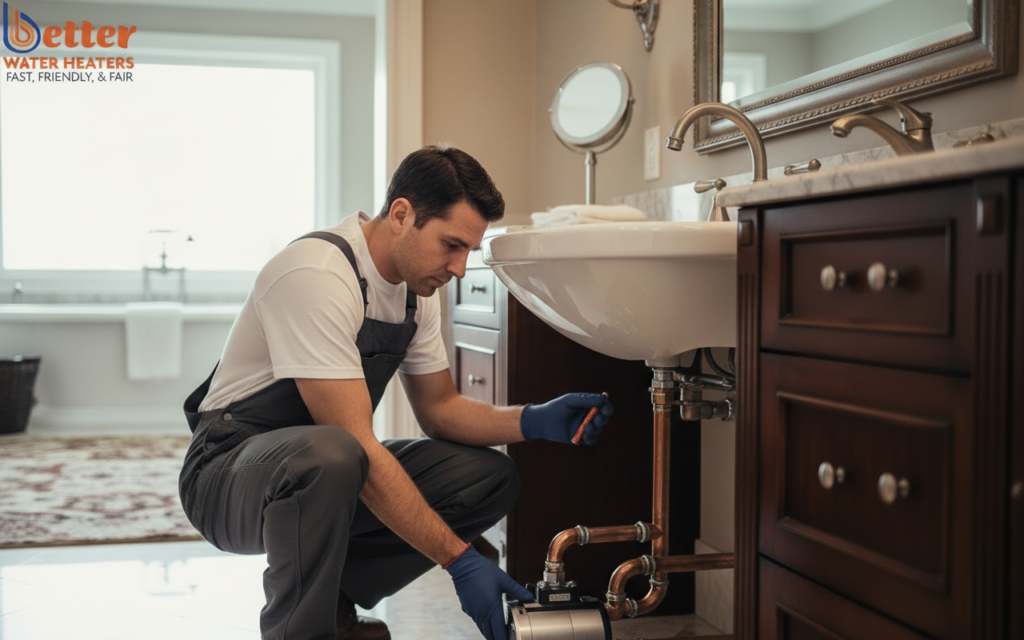 Professional installation of a hot water recirculation pump in a Bay Area home