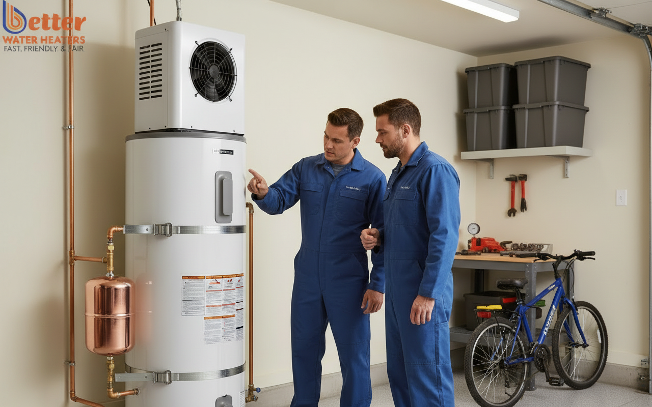 Properly installed water heater meeting landlord water heater requirements with seismic straps and expansion tank