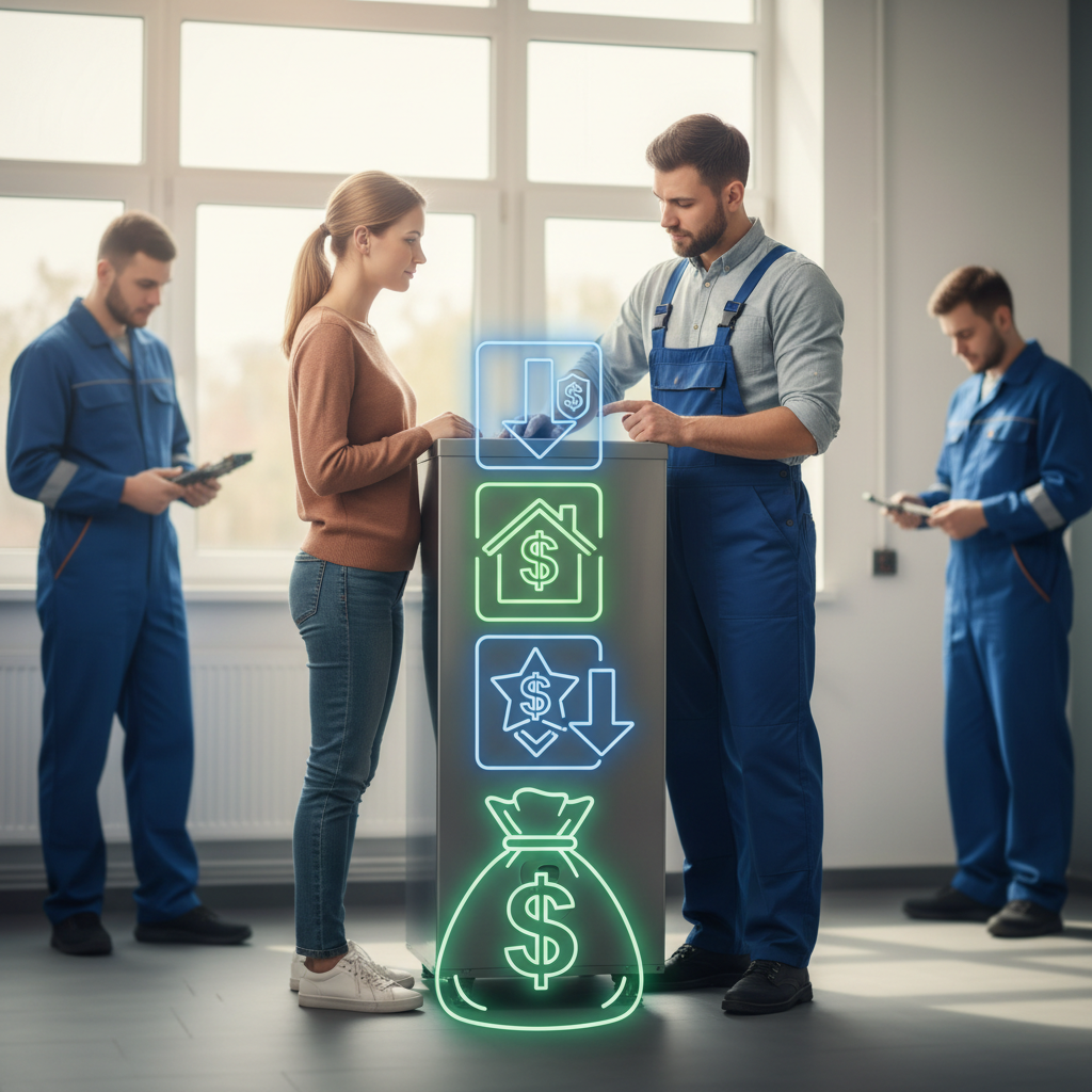 Infographic showing how to stack water heater incentives and discounts