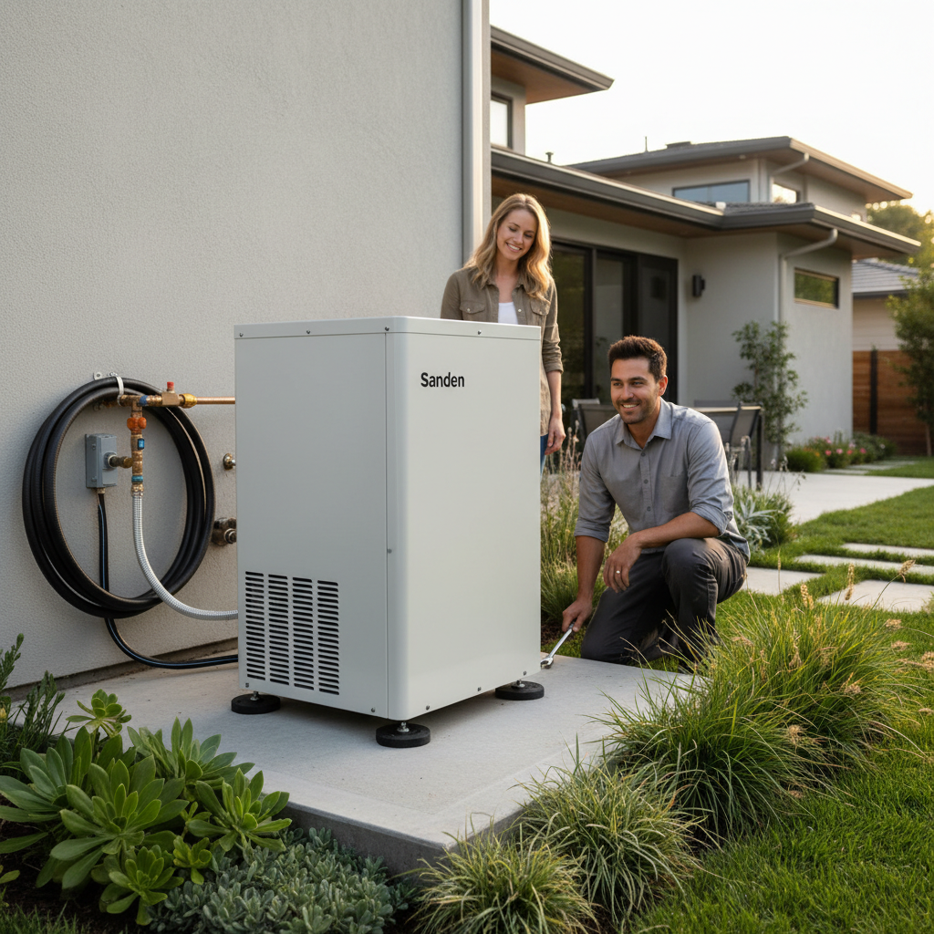 Quietest water heater brands Sanden installed with vibration isolation pads