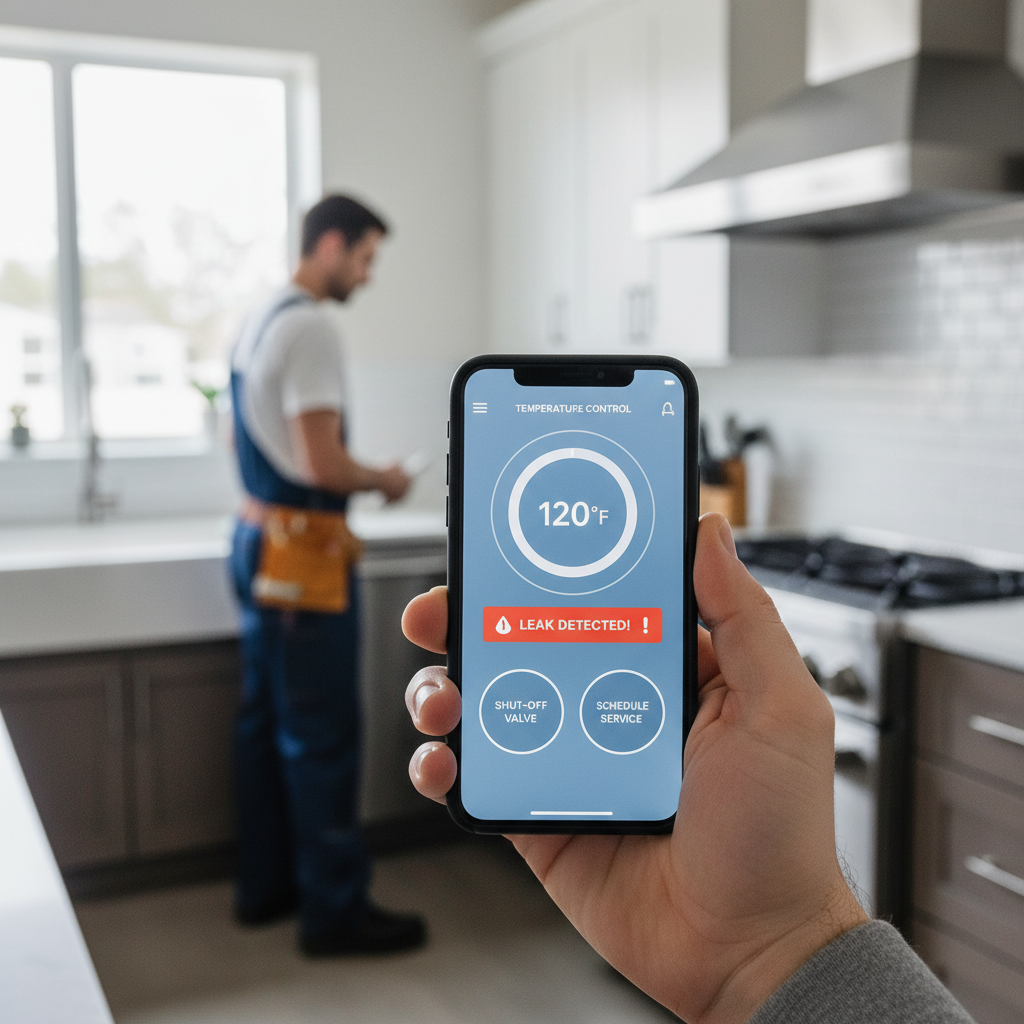 Smart leak detection system for a kitchen remodel water heater upgrade