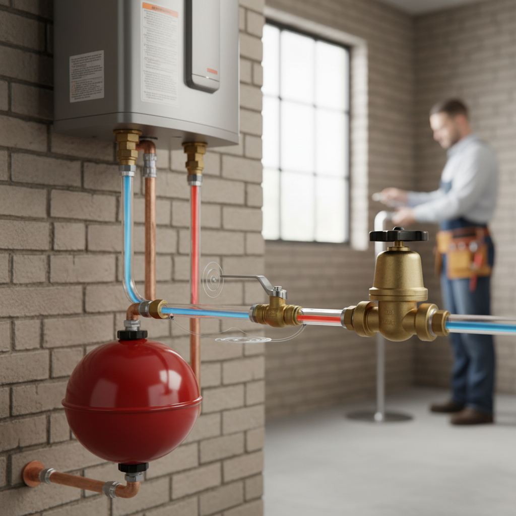 Diagram of a closed-loop plumbing system showing how a water heater expansion tank works.