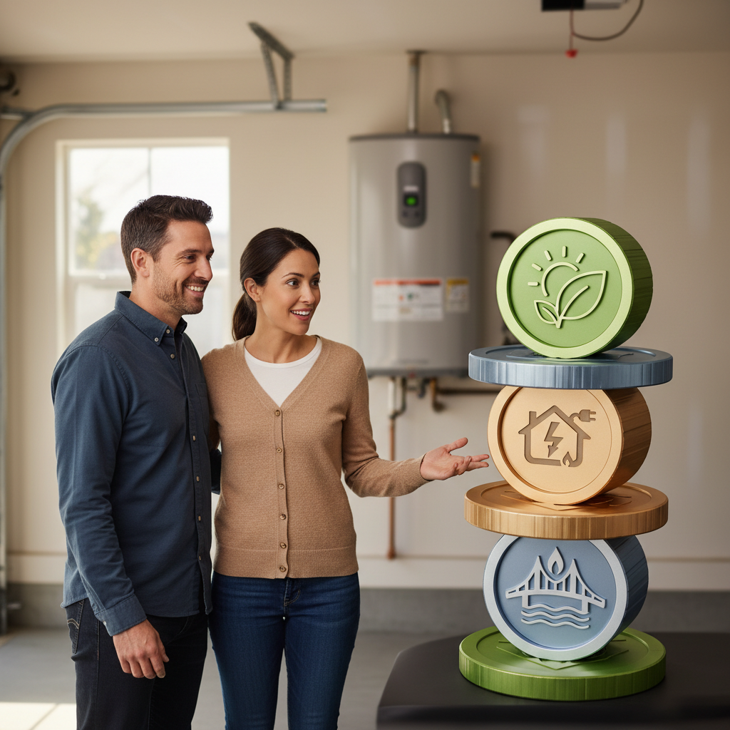 Infographic showing the rebate stack for heat pump readiness