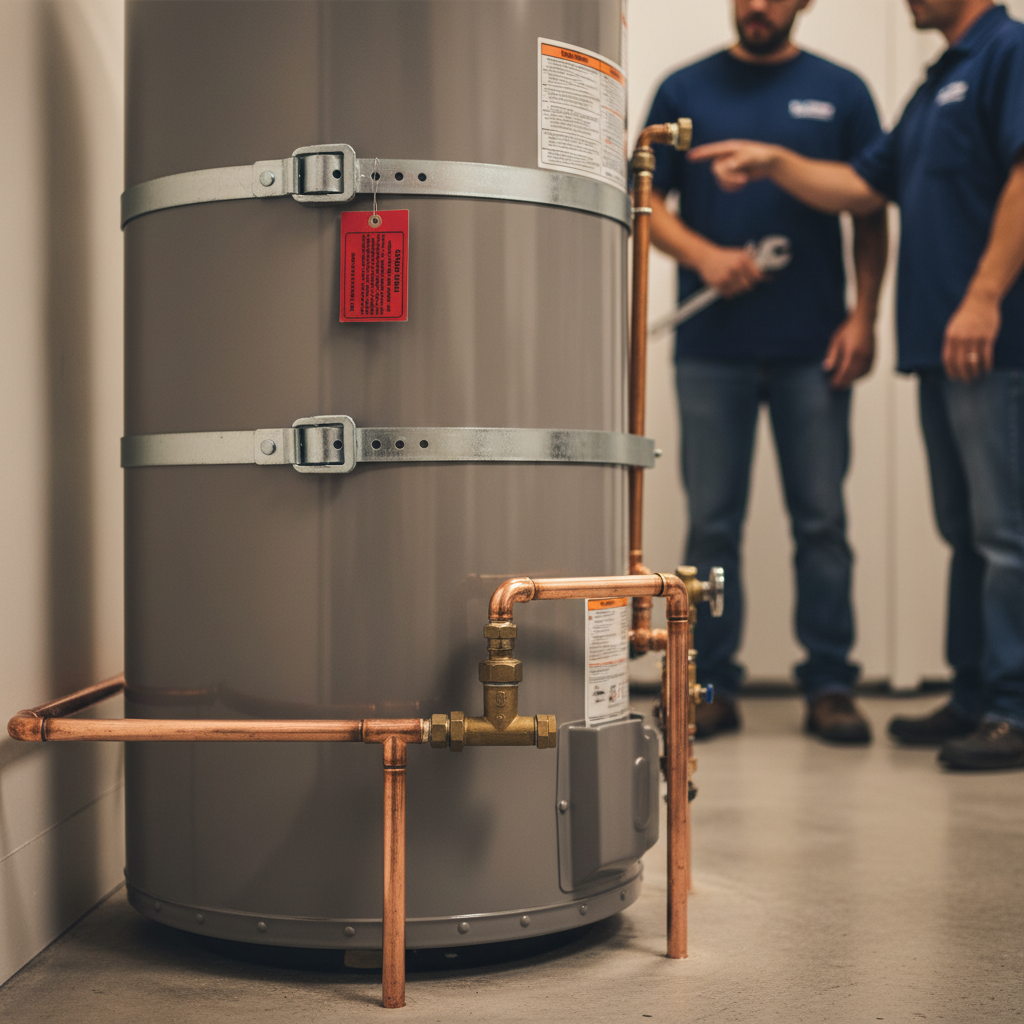 Seismic strapping and permit tag for Bay Area building codes compliance