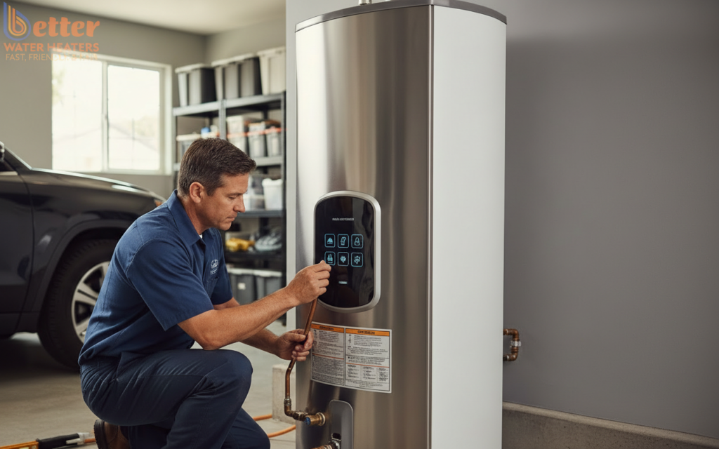 Professional Bay Area water heater replacement installation of a hybrid heat pump unit