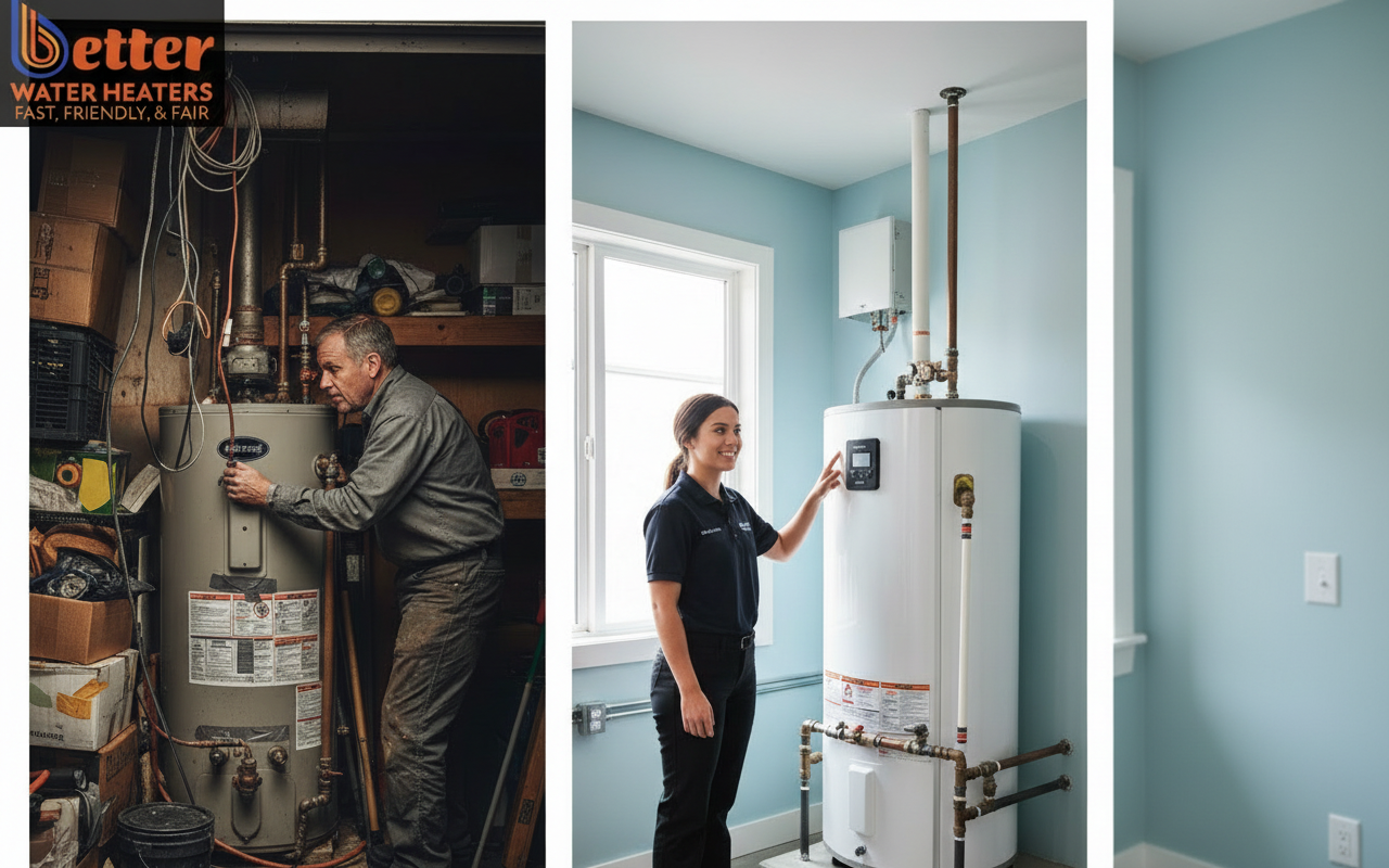 Comparison of illegal vs compliant garage conversion plumbing code water heater installation