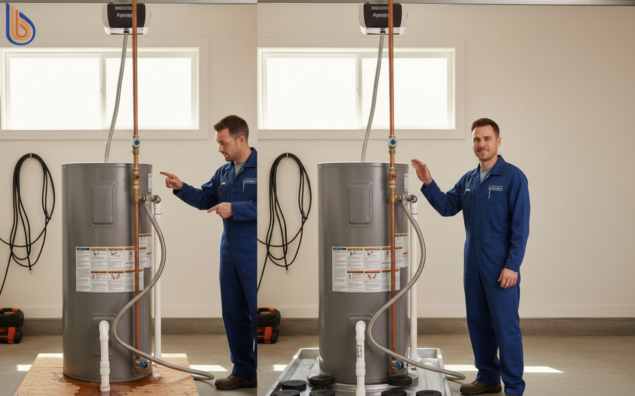 Professional heat pump noise levels reduction installation with vibration pads