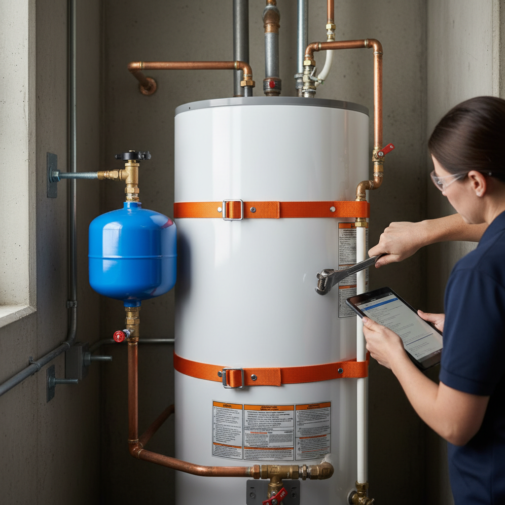 Professional water heater installation meeting Bay Area plumbing code compliance standards