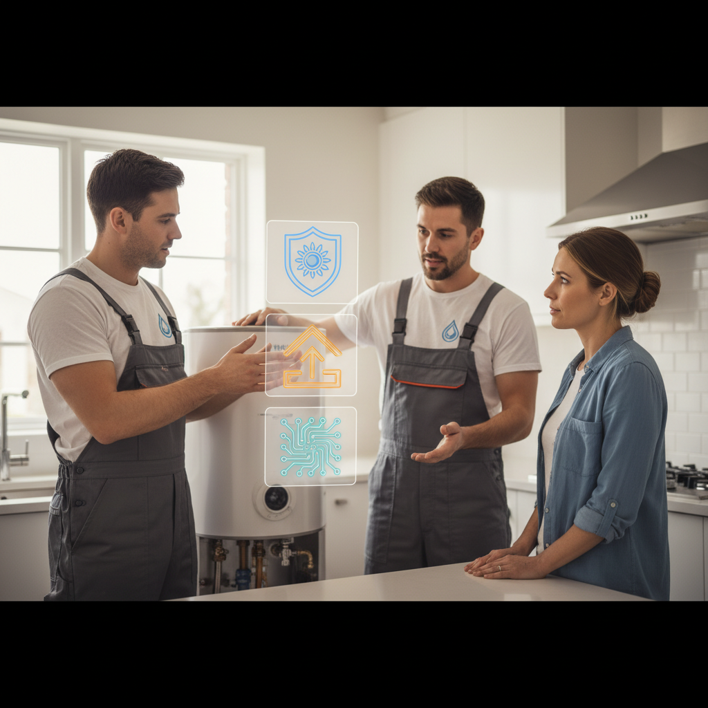 Infographic showing how to stack rebates for apartment water heater replacement