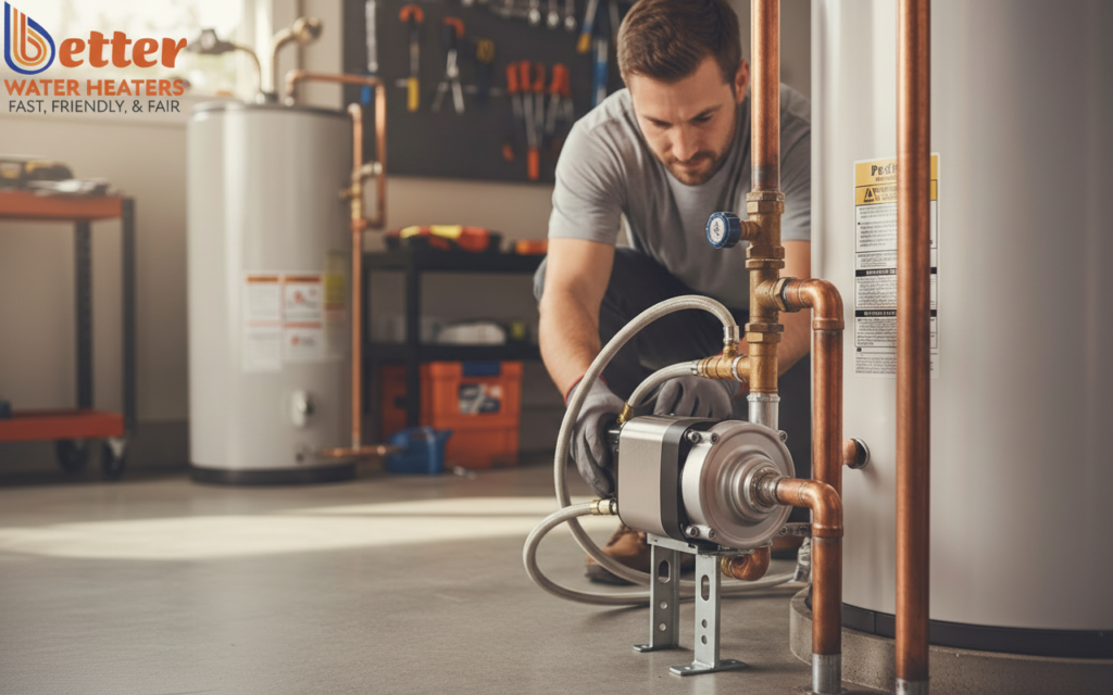 Professional installation of a water heater recirculation pump in a Bay Area home